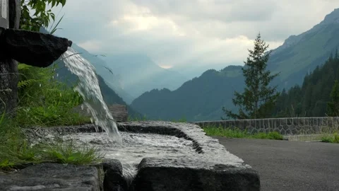 Water flow pipe swiss mountain slow motion sound effect 库存影片 218039253
