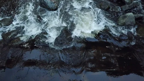 Water flow of a river captured by the flying dron Video stock 93787134