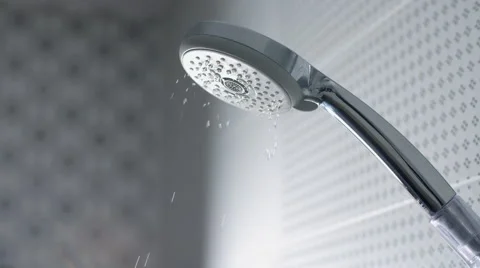 Water flow in the shower head Stock Footage 68985217