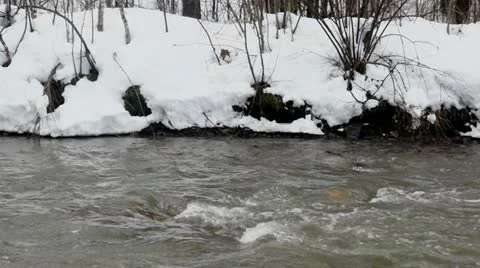 Water flow in snowy landscape Stock Footage 18177264