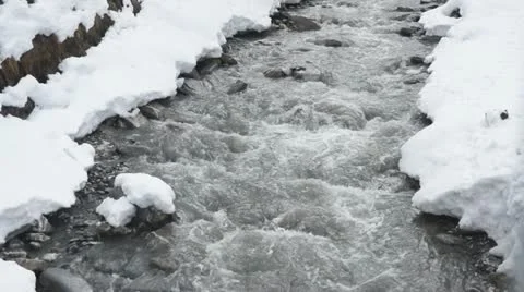 Water flow in snowy landscape Video stock 18177450
