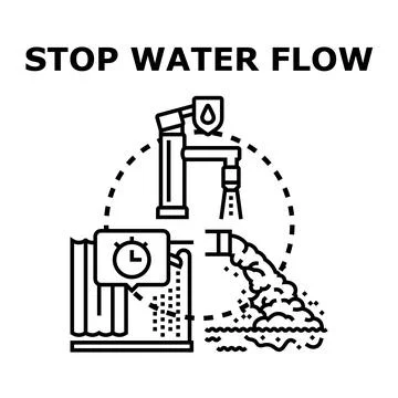 Water flow stop concept for saving resources Stock-Illustration