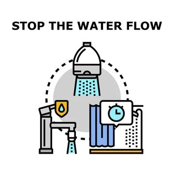 Water flow stop concept saving resource illustration Stock Illustration