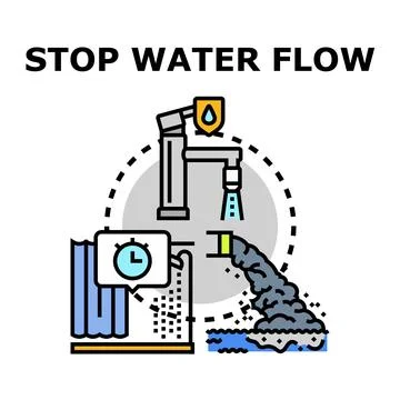 Water flow stop concept for saving resources 스톡 일러스트