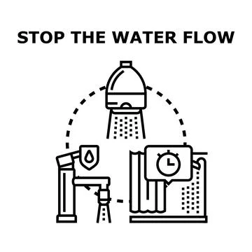Water flow stop concept saving resource illustration 스톡 일러스트