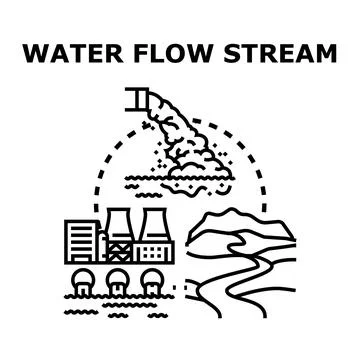 Water flow stream pollution and purification concept Stock Illustration