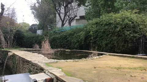 Water Flow from Technical Waterfalls and Lakes in Nicosia Municipal Park, Cyprus Stock Footage 101439641