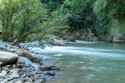 The water flow through the rocks in a stream at Wang Nan Pua , Nan in Thailan Stock Photos