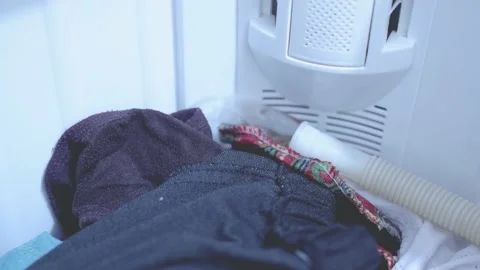 Water flow on the washing machine laundry Stock Footage 157591203