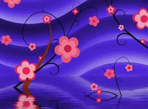Water flowers Stock Illustration