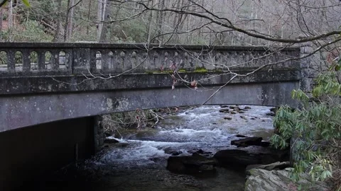 Water flowig under bridge loop Vídeo Stock 244721979