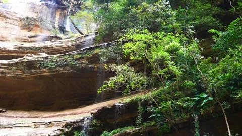 Water flowing and falling from the cliff Stock Footage 299537831