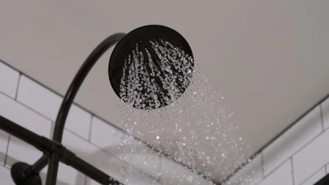 Water Flowing Backwards in Slow Motion from Modern Shower Head Stock-Footage 270332690