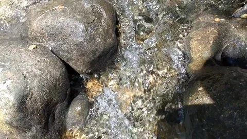 Water Flowing Between River Rocks Stock-Footage 340016978