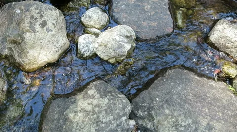 Water flowing between rock Stock Footage 56158944