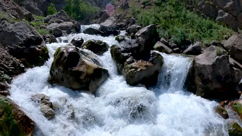 Water flowing between rocks Stock Footage 201883157