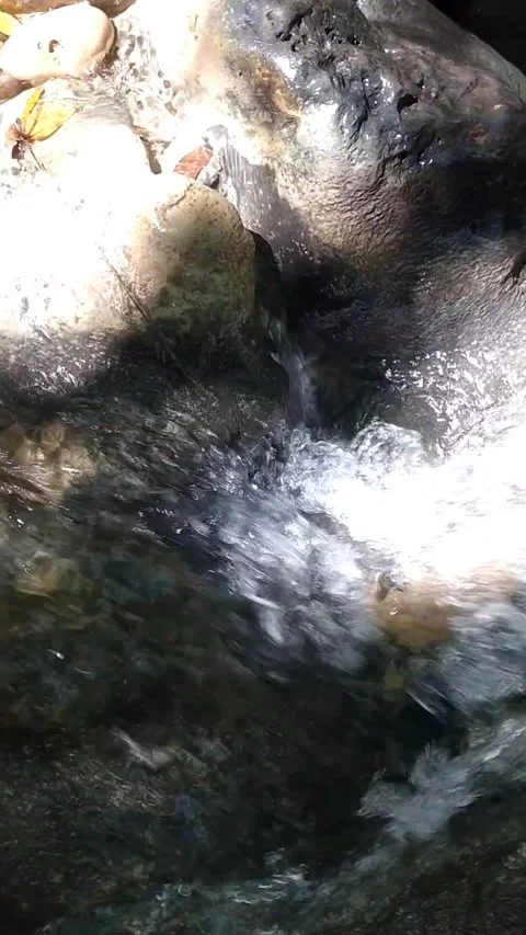 Water flowing between rocks Stock Footage 331104644
