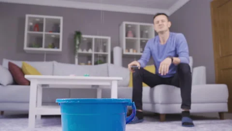 Water flowing from ceiling at home.  Stock Footage 218812748