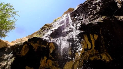 Water flowing from cliffs (slow motion) Stock Footage 294065746