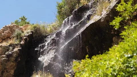 Water flowing from cliffs (slow motion) 3 Stock Footage 294065750