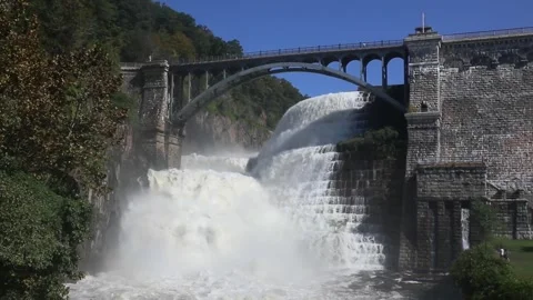 Water flowing from the croton dam (heavy flow of water after strong rains) water Stock Footage 252159955