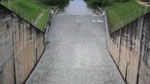 Water flowing from a dam Stock Footage 101050049