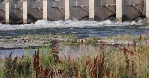 Water flowing from a dam 库存影片 247448709