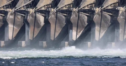 Water flowing from a dam 스톡 동영상 249945943