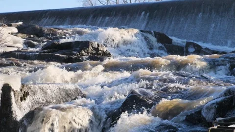 Water flowing in the dam Stock Footage 265099232