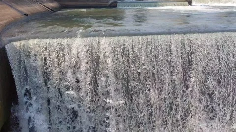 Water flowing in the dam Stock Footage 285486341
