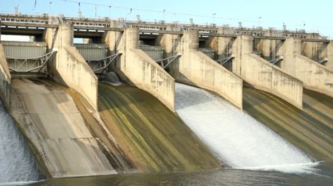 Water flowing from dam gate. Stock Footage 43737056