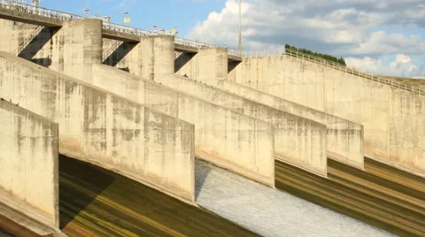 Water flowing from dam gate. Stock Footage 43737663