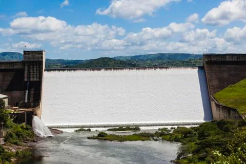 Water Flowing Dam Wall Valley Stock Photos