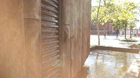 Water flowing down cement washboard Stock Footage 2726158