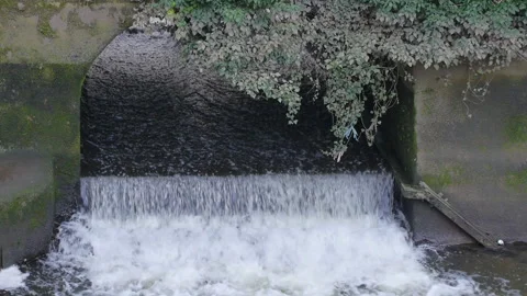 Water Flowing Down A Concrete Decaying Waterfall Video stock 149012443