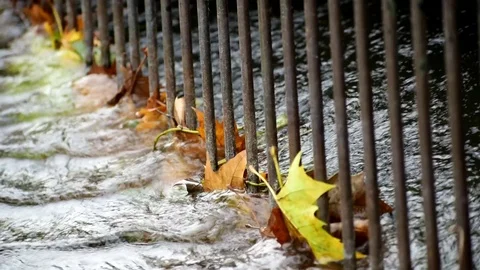 Water flowing down a drainage after DANA storm and floods in Murcia. 動画素材 117940564