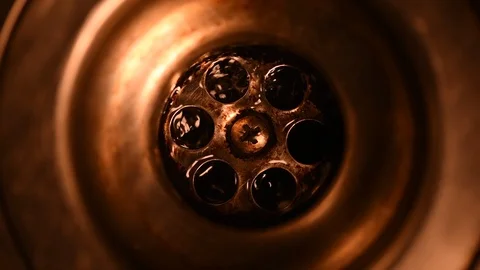 Water flowing down in old sink drain, closeup Stock Footage 85903732