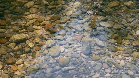 Water flowing down the rocks of a river Crystal clear water and rocks of a river Stock Footage 152649899