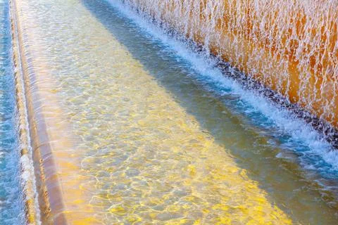Water is flowing down a wall Foto stock