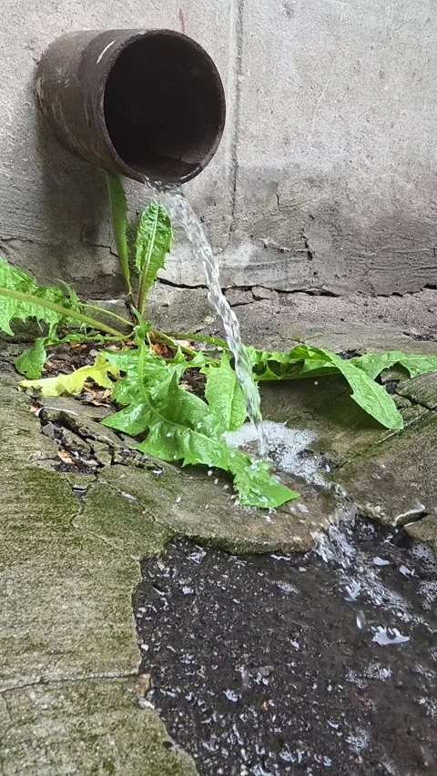 Water flowing from a drain pipe Vídeos de archivo 335653551