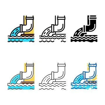 Water flowing from drainage range pipe color icon vector Stock Illustration