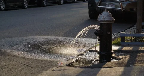 Water flowing from Fire Hydrant Stock Footage 129710959