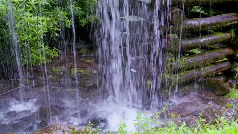 Water flowing at the Mingus Mill in the Great Smoky Mountains National Park in Stock Footage 341313856