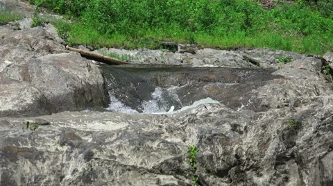 Water Flowing Over Rocks In Forest Ottauquechee River In Forest Stock-Footage 52175602