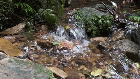 Water Flowing Over Rocks, Slight Tilt, 4K Stock Footage 148017402