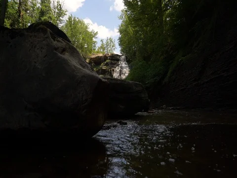 Water flowing over rocks in small stream Stock Footage 77158471