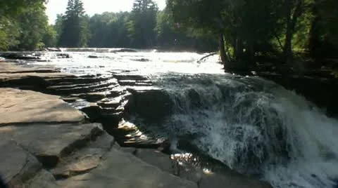 Water Flowing over Waterfall Stock Footage 21303066