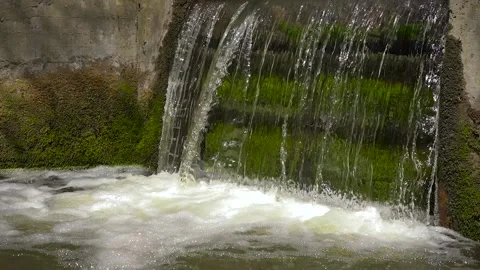 Water flowing over the waterfall Stock Footage 130340772