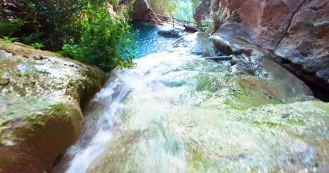 Water is Flowing into Pool in Nature Close Up Stock Footage 130539752