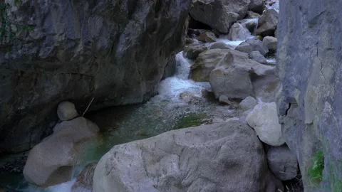 Water flowing rapidly through a narrow Dovžan (Dovzan) gorge Stock Footage 226807650